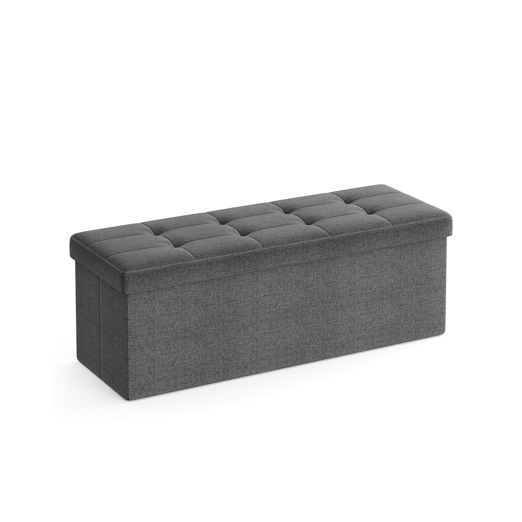 Songmics Bench with Storage Space, Seat Chest, Storage Box, Foldable, Max. static load capacity 300 kg, with metal divider grid, 120 L