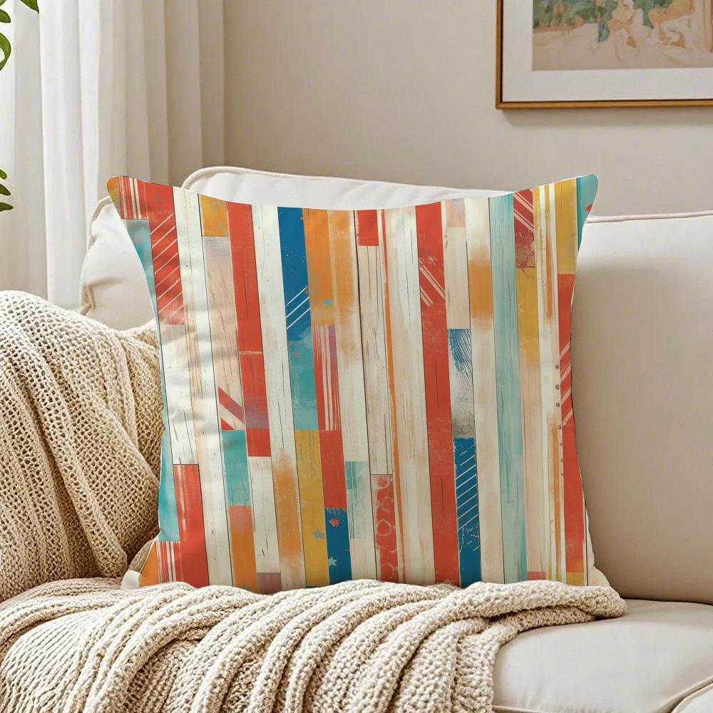 Classic Striped Cushion Cover Linen Pillowcase Soft for Sofa Bed Home Room Decor