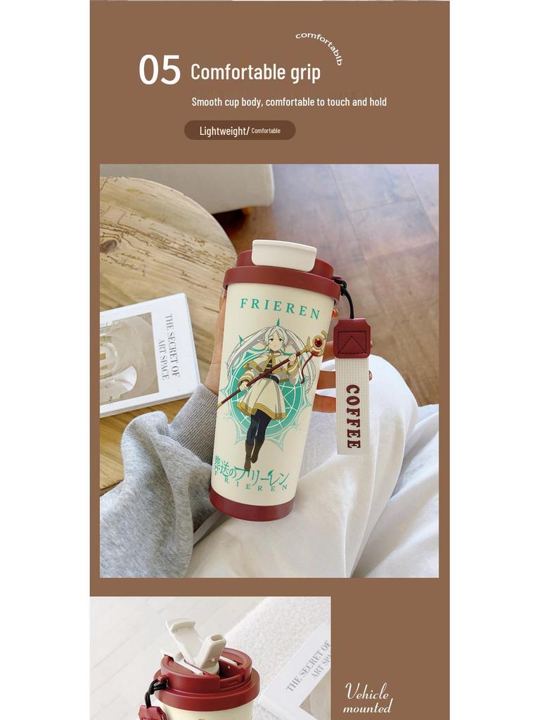 Frieren: Izolovaný hrnek s motivem Beyond Journey's End - Vysoká hodnota, Přenosný studentský hrnek na kávu a vodu