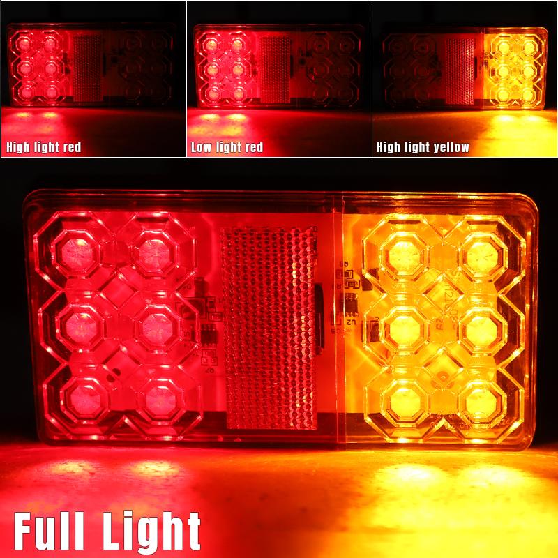12 LED Tail Brake Light Square Signal Lamp Stop Warning Reverse Light For Car Truck Trailer Tractor Bus ATV RV Lorry Van 12V 24V