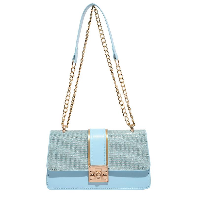 

Small bag women s new versatile trend fashion small square bag versatile shoulder chain messenger bag lock women s bag синій