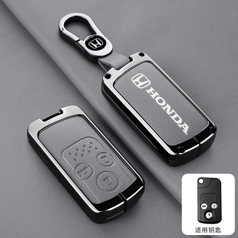 CPO1 Zinc Alloy Leather New Car Key Case Fob Cover For Honda Fit Jazz Shuttle GP2 Spada StepWgn RG1 Freed Spike Ge6 2/3 Accessories