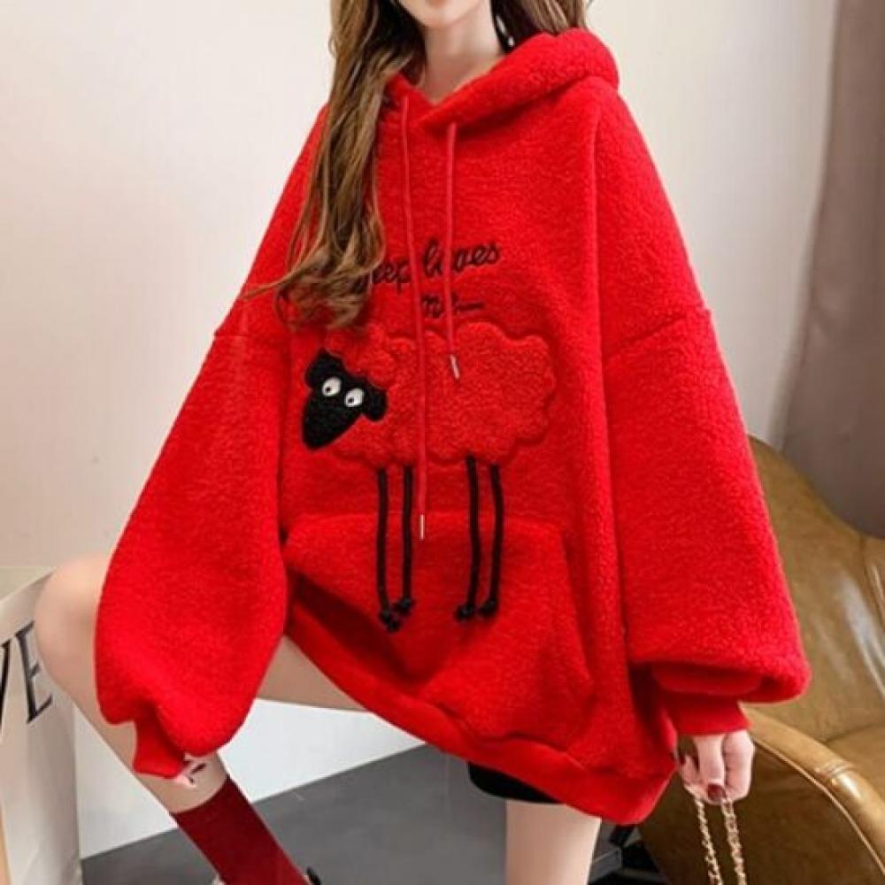 Navava Unisex Fleece Embroidered Point Long Sleeve Hoodie Nt3089