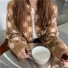 Autumn Cardigan Women Korean Winter Elegant Printed Cold Blouse Fashion Clothing Sweater Flowers Knitted Sweater Cardigan Y2K Streetwear