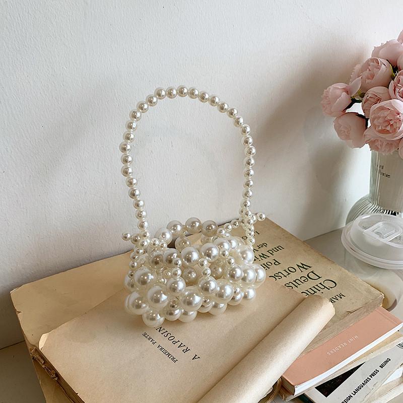 

Stylish Mini Pearl Handbag For Kids With Chic Woven Design And Adorable Accessories Handheld