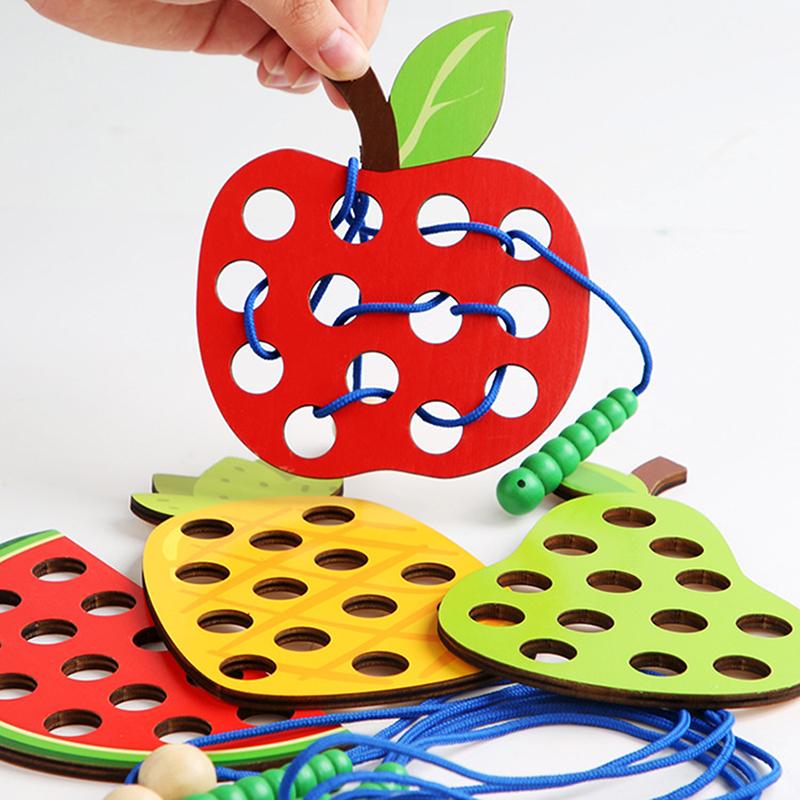 Lacing Threading Toy Eat Fruit Game Fine Motor Skills Educational Toys For Kids Gift