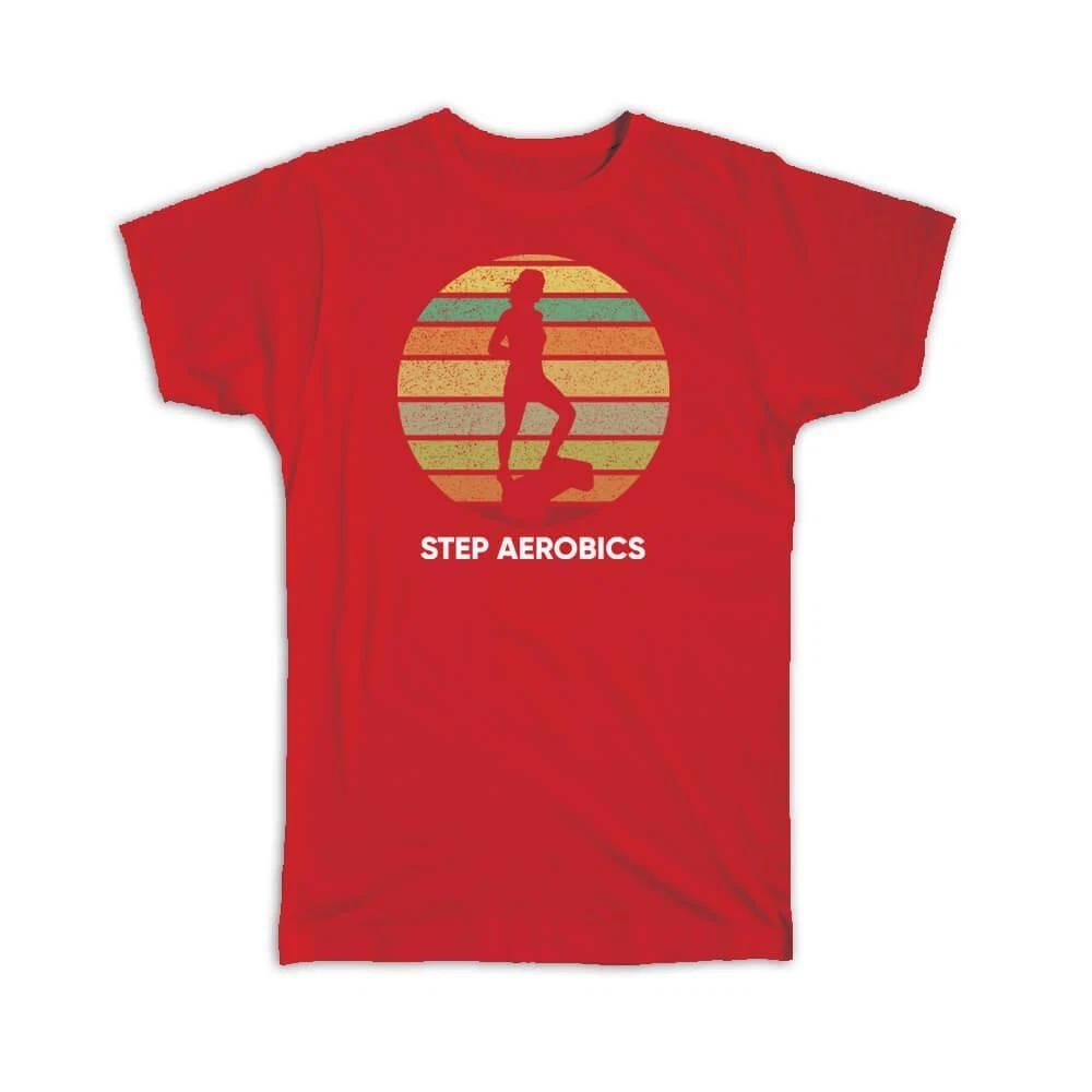 Gift T-Shirt : For Step Aerobics Teacher Sport Sportive Retro Gradient Poster XL