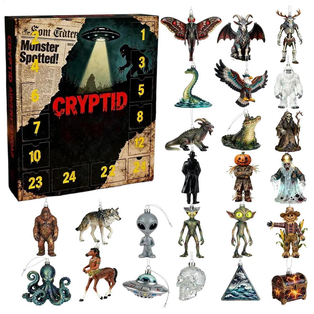 

2026 Christmas Countdown Calendar 24 Days 2D Acrylic Ornaments Fantasy Fairy Animal Figures Set Advent Calendar Xmas Tree Decor A