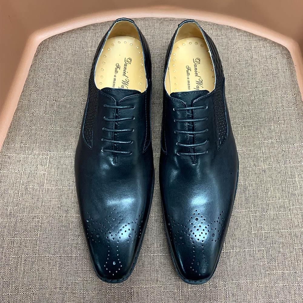 Fashion Luxury Men's Oxford Shoes Fashion Snake Skin Print Lace-Up Black/Purple Dress Leather Formal Office Wedding Shoes