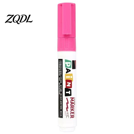 Plastic Surface Paint Pens 12 Colors Flat Tip Marker, Oil Based Broad Pen for Metal Tire Rubber Steel Glass Leather, Waterproof Quick Dry Touch