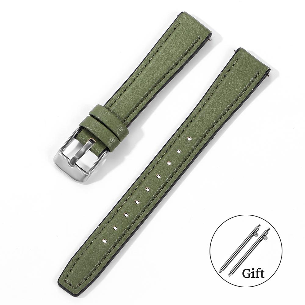 Ultra-dünnes Leder-Uhrenarmband 10mm 12mm 14mm 16mm Weiches Silikon-Uhrenband Schnellverschluss Herren Damen Armband Universelles Handgelenkband