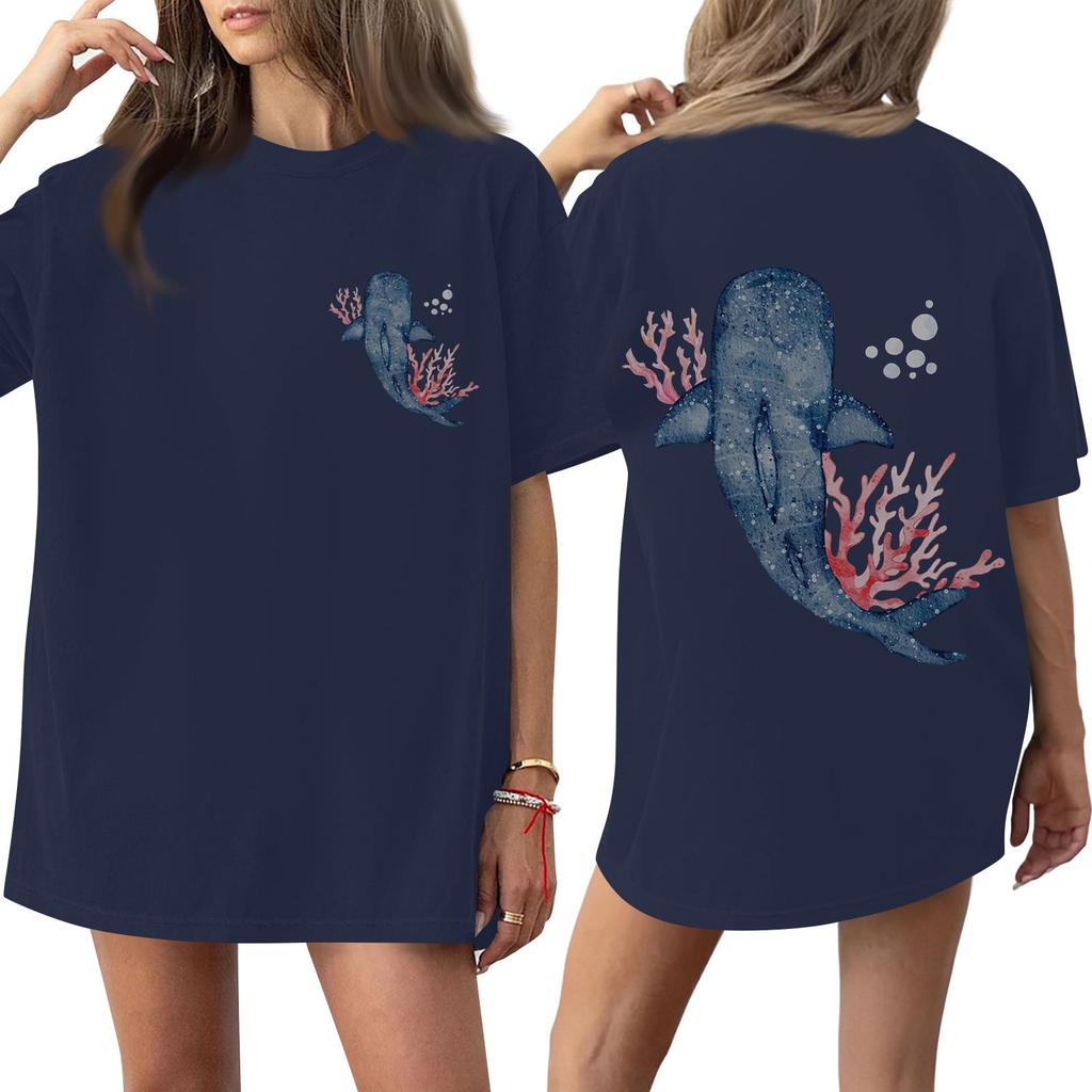 Top Tricou cu Mânecă Scurtă Imprimat cu Gât Rotund pentru Femei