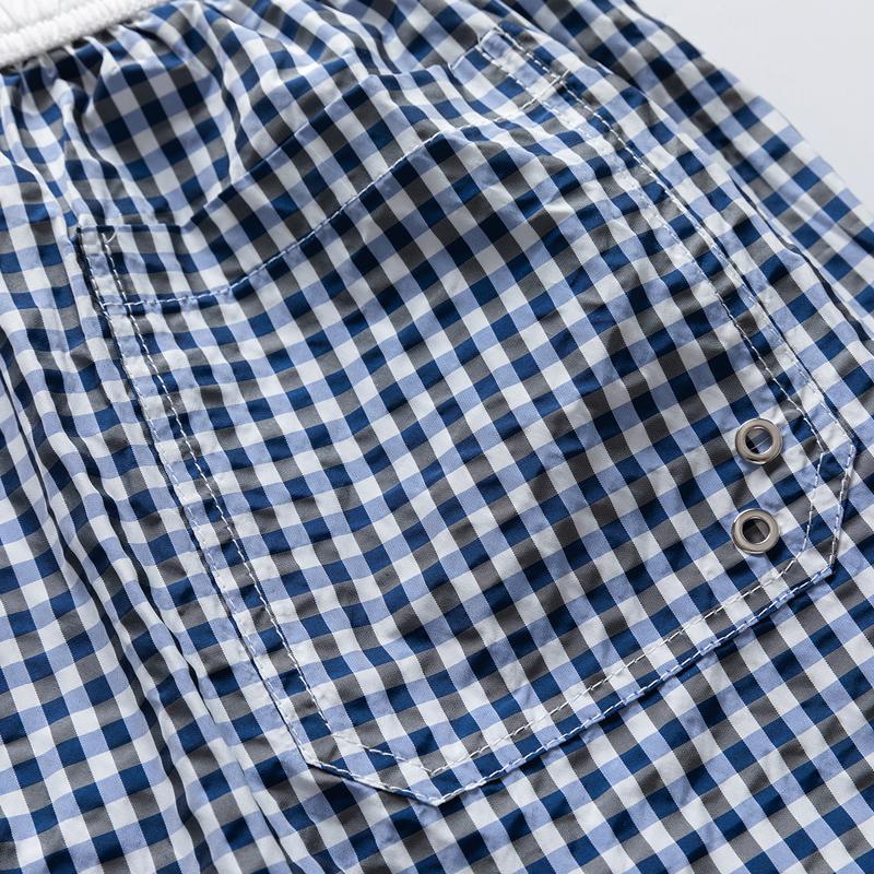Men's Gingham Check Casual Shorts – Elastic Drawstring Waist Pocket Shorts for Summer Daily & Streetwear