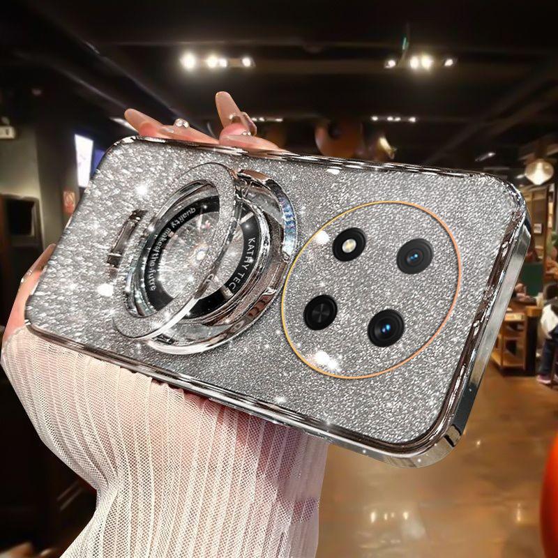 Luxury Plating For Honor Magic 7 Lite Pro 5G X9C Magnetic Holder Glitter Diamond Case For Honor X9C Magic Pro Lite 7 5g Cover