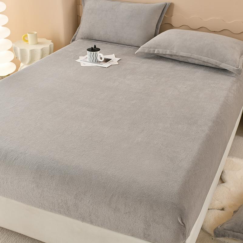 Velvet Fitted Sheet Warm Mattress Cover Simple Style Bed Covers Sabanas Para Cama Home Elastic Bedsheets(No Pillowcase)
