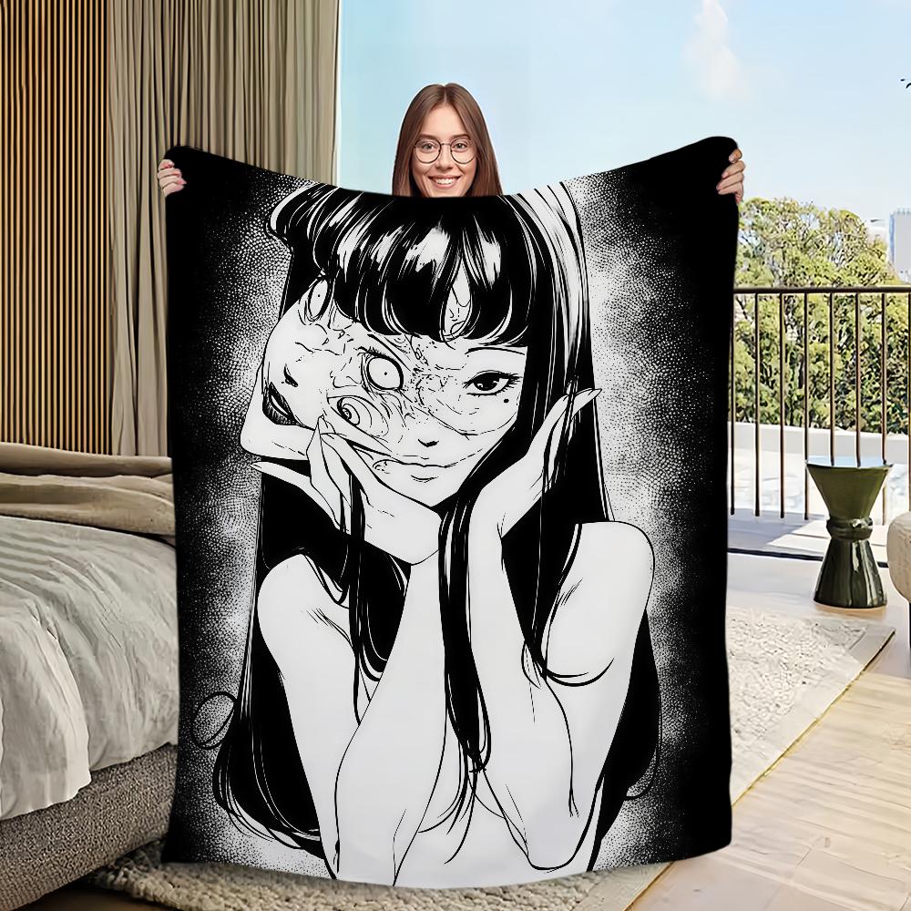 Junji Ito Horror Comic Blanket Flannel Warm Comfort Soft Plush Blanket For Picnic Beds Sofas Homes And Bedrooms