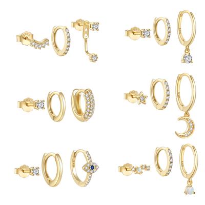 ROXI 925 Silver 3PCS DIY Hoop Earring With Piercing Stud Earring Set Women Men Party Wedding Jewelry Set Pendientes 925