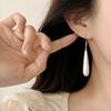 French Pearl Water Drop Long Clip On Earrings Without Ears Hole Women's Elegant Temperament Pearl Earrings No Pierced Earclips