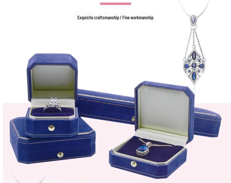 Octagonal Velvet Wedding Jewelry Box for Rings, Necklaces, and Earrings