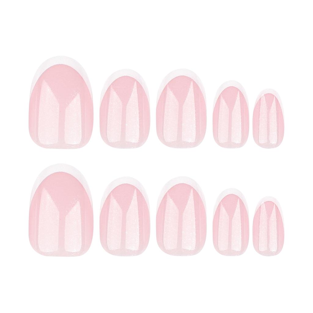 24 Pieces Classic French Wear Nail Short Short Round Nail Art Naked Powder Wear False Nail Removable Nail Pad
