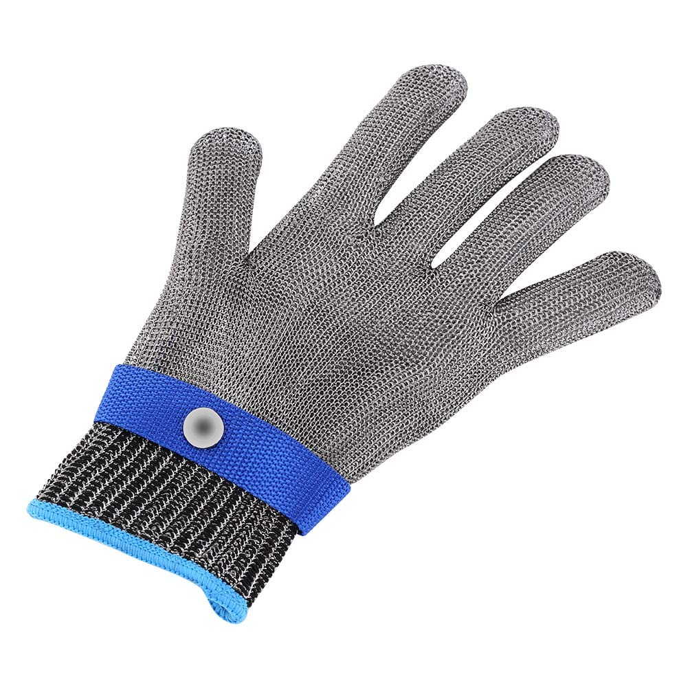 Cut Resistant Stainless Steel Anti-Slip Silvery Work Gloves Grade 5 for Personal Care