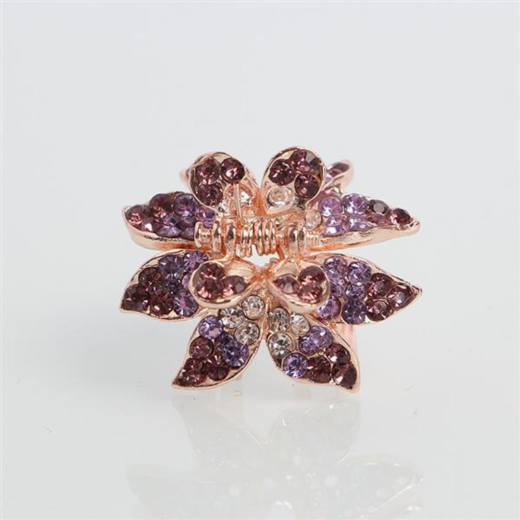 Blossom Mini Hair Clip (Purple) / Cubic Point Hair Pin