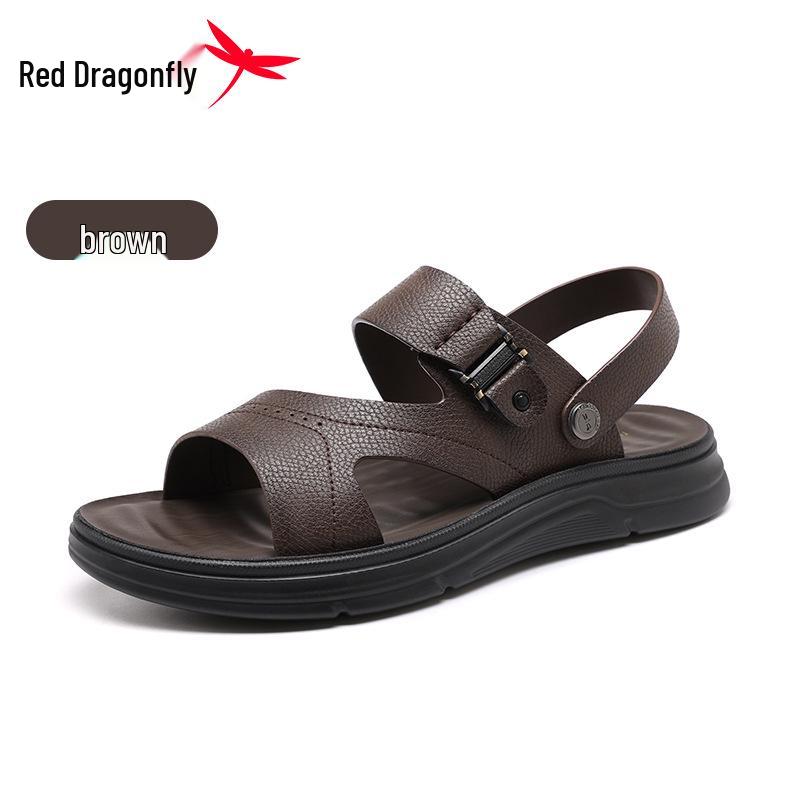 Red Dragonfly Men s Soft Sole Casual Beach Sandals – Non-slip, Odor-proof, Two-way Wear Slippers for Summer and Driving 41 коричневый