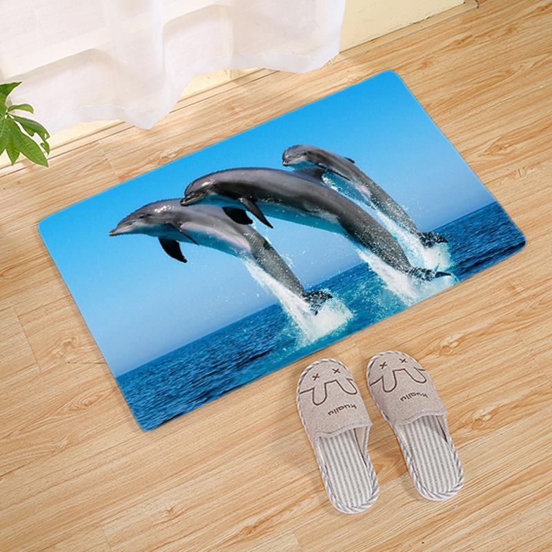 Tropical Island Dolphin Jumping Carpet Mat Underwater Coral Reef Fish Pattern Rug Home Decoration Indoor Floor Mats Mats