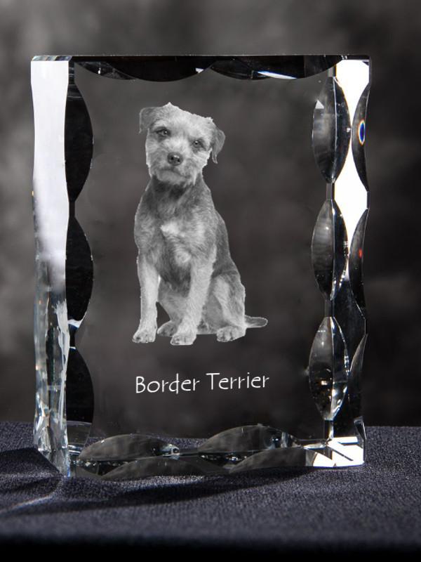 Border Terrier - Crystal with a Picture of a Dog, Glass Statuette with a Picture, Unique Frame with a Picture from Art-Dog Brand