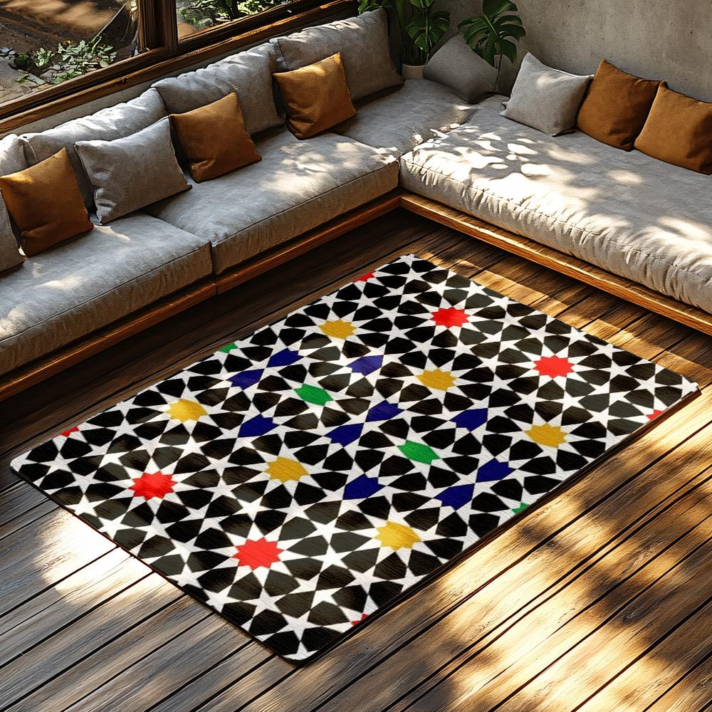 Geometric Pattern Floor Mat Washable Non Slip Area Rug Modern Home Decor Indoor Outdoor Welcome Doormat Stylish Entrance Rug Con