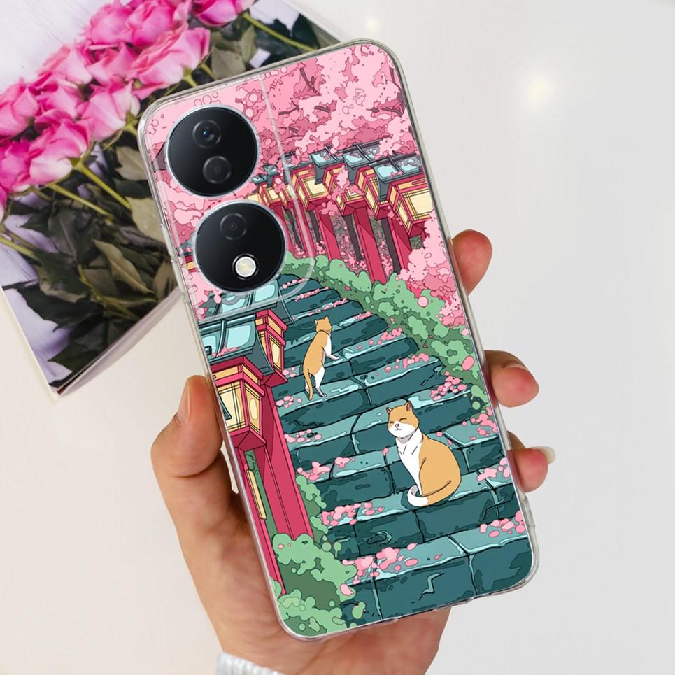 For Cover Honor X7b 5G Case For Honor X8B 4G Love Heart Women Fashion Luxury Pattern Housing Etui Huawei HonorX8b Soft Clear TPU