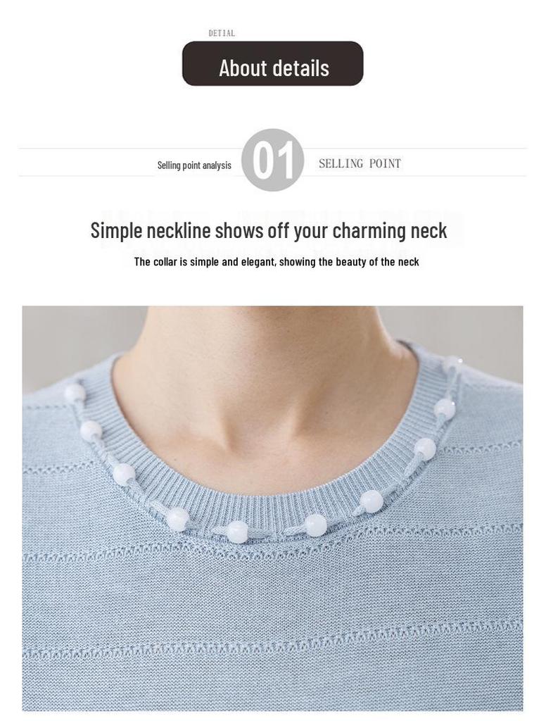 2026 Women's Tencel Knit Hollow Woven Half Sleeve Round Neck Top