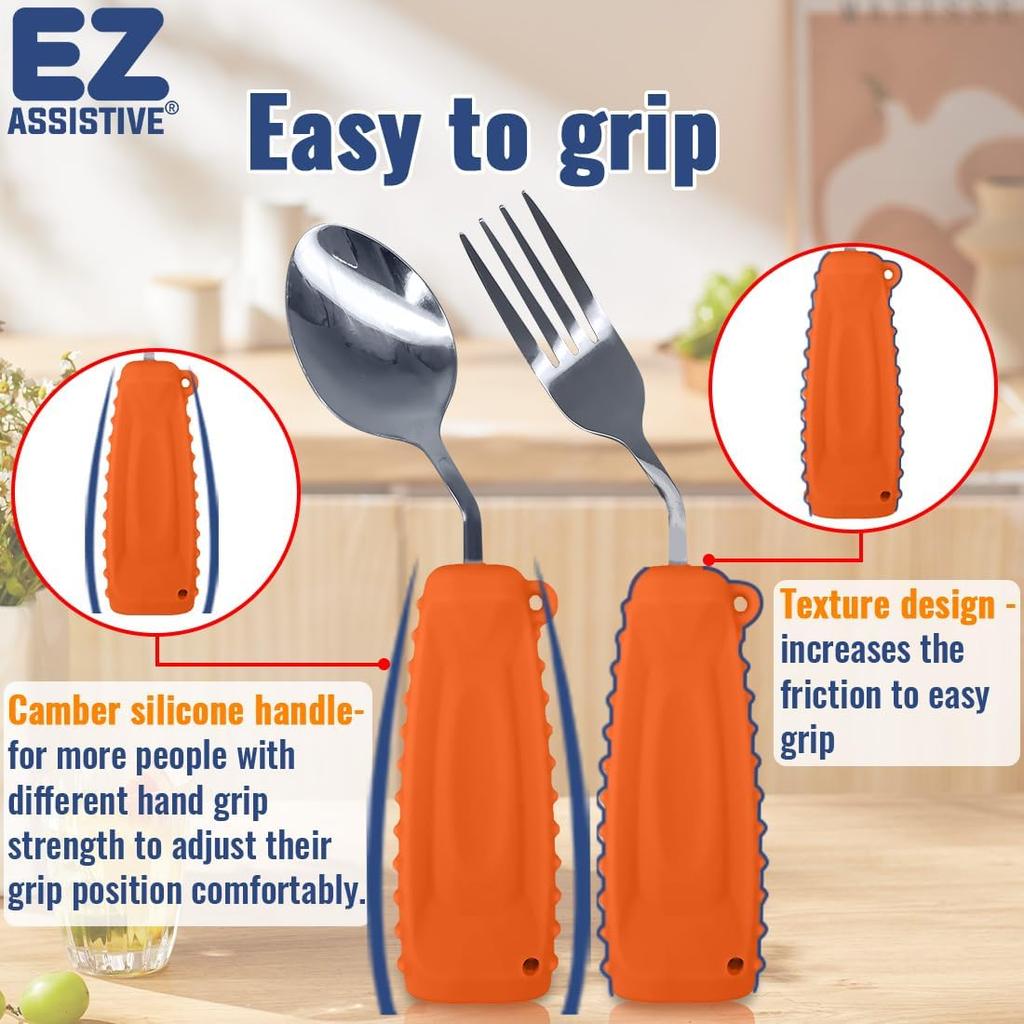 Adaptive Utensils, Weight Utensils for Tremors and Parkinson Patients, Utensil Set Spoon and Fork for Elderly