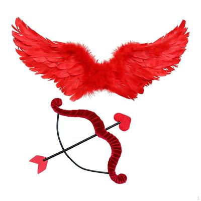 Valentinstag Amor Bogen Pfeil Set mit Feder Engel Flügel Halloween Verkleidung