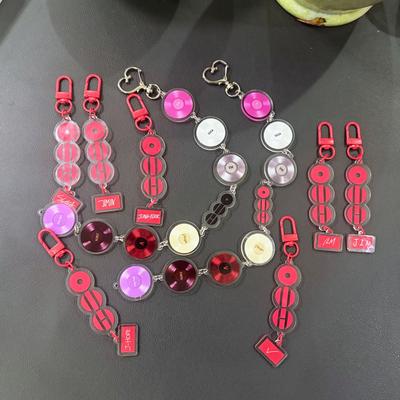 Record Acrylic Keychain with Member Name Tag, Bangtan Boys Kpop Album Style Keyring, ARMY Fans Bag Charm