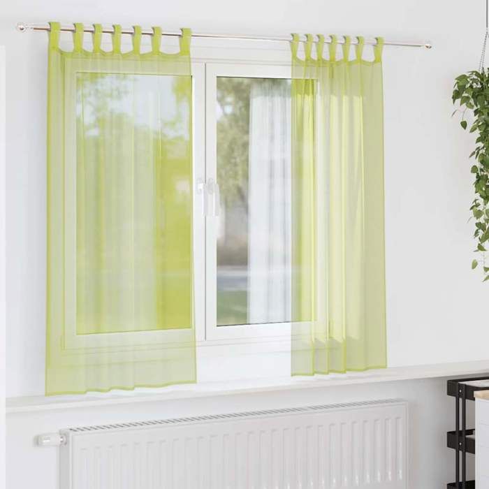 VidaXL Rideaux en voile avec passants 2 pcs vert pomme, rideau en filet, rideau transparent, voile de fenêtre, traitement de 4102252