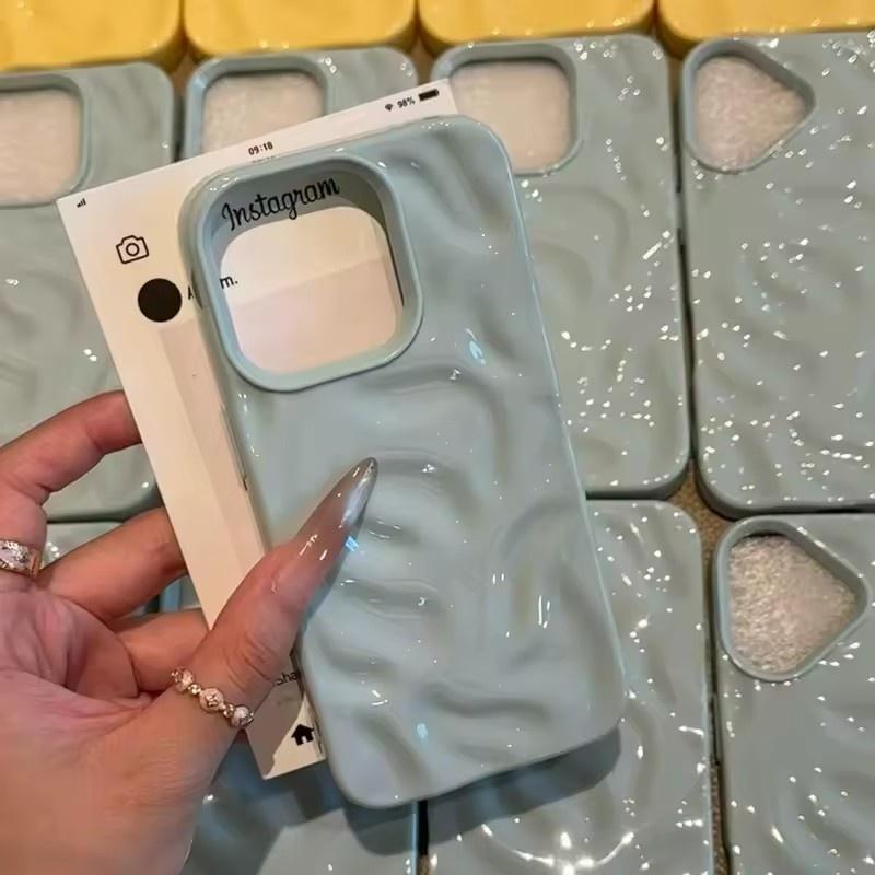 Candy Soft Silicone Wave Fold Pattern Phone Case For iPhone 11 12 13 14 15 16 Pro Max X XR XS 8 7 Plus Shockproof Bumper Cover