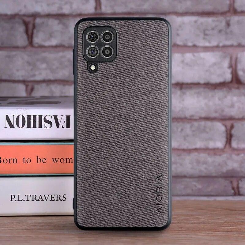 

Чехол для Samsung Galaxy M32 F22 Coque Luxury Textile Leather Skin Soft TPU Hard Phone Cover для Samsung Galaxy M32 Case Funda M32 темно-серого