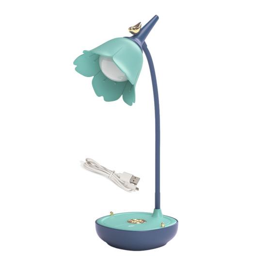 Flower Shape Lampshade Desk Lamp with 3-Level Color Temperature Touch Switch LED Soft Light Eye Protection 360 Degree Adjustable USB Powered Reading