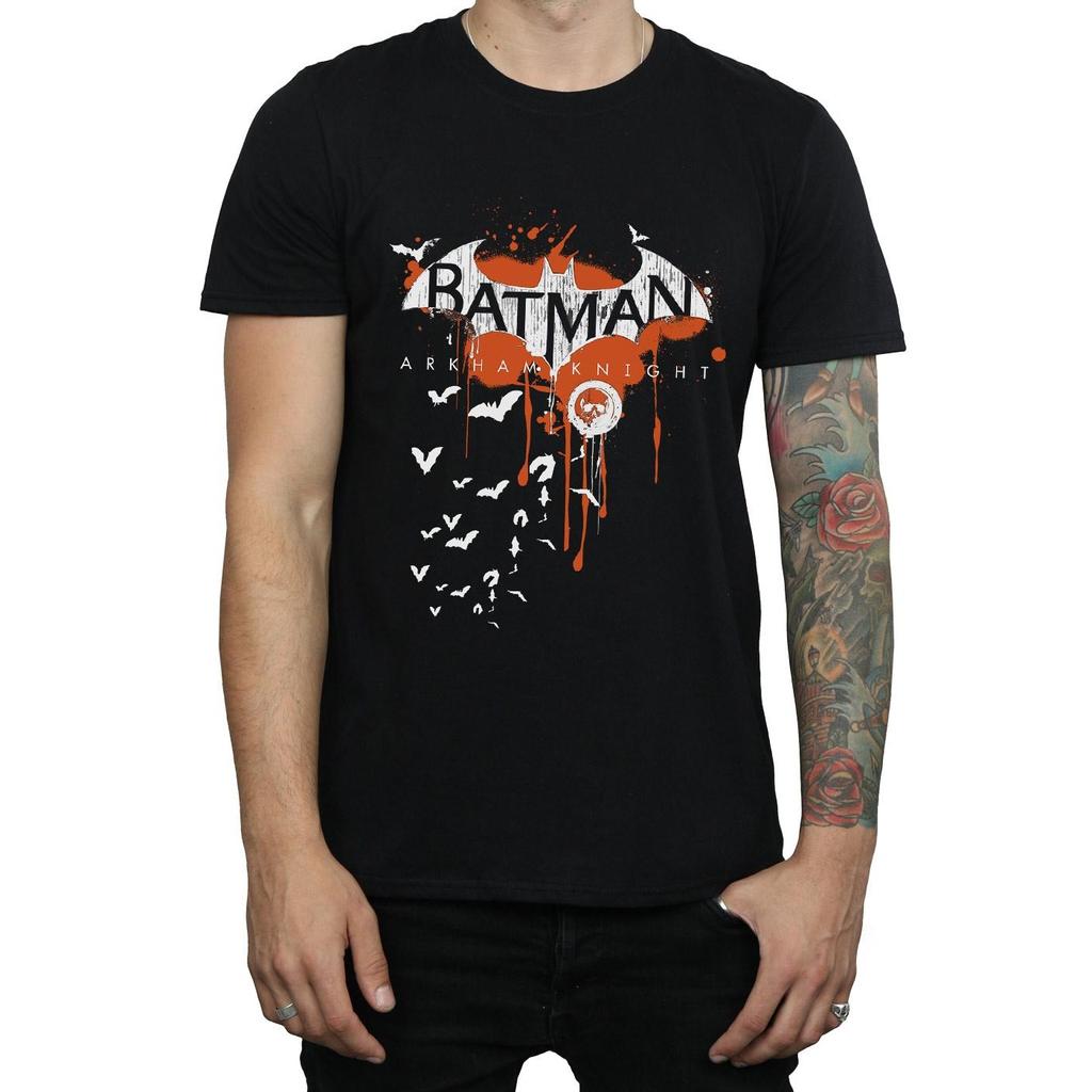 DC Comics Mens Batman Arkham Knight Halloween Logo Art T-Shirt