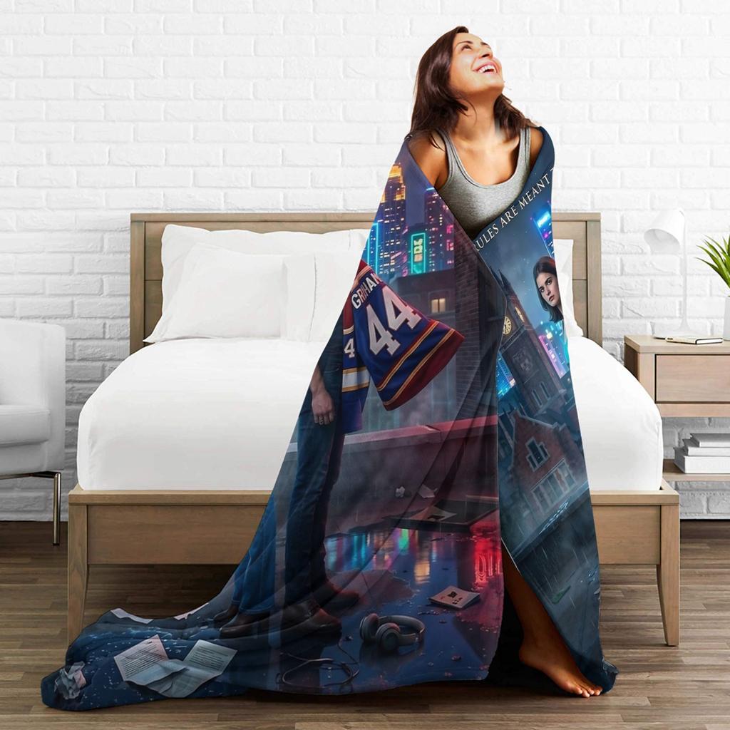 Off Campus Hannah and Garrett  Hockey Blankets Flannel Spring Autumn   Multifunction Soft Throw Blankets for Bed Couch Bedspread