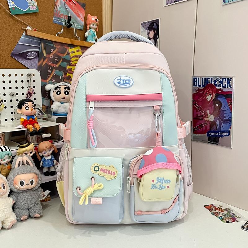 New high-value, fresh and sweet backpack, color-contrasting splicing large-capacity backpack for junior and high school students