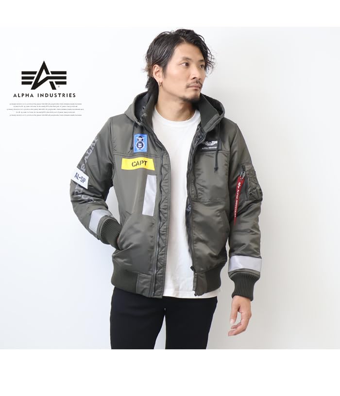 Alpha Industries Patched Hooded Rib Men's Jacket, TA1674, RP.GRAY