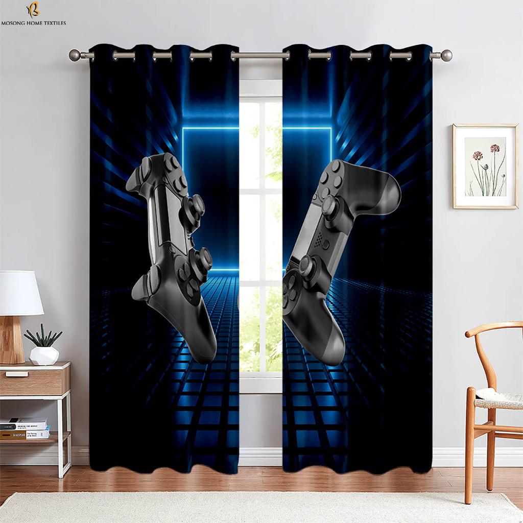 Cool Game Controller 3d Printed Curtains Suitable For Gaming Room Bedroom Study Room Decorative Curtains Home Decoration 2 PCS