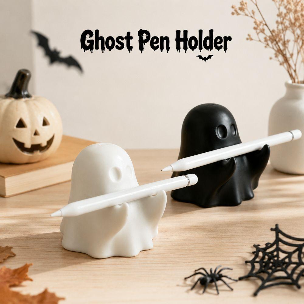 3D Printed Ghost Pen Holder Cute Mini Ghost Statue Unique Halloween Pen Rack Birthday Gift