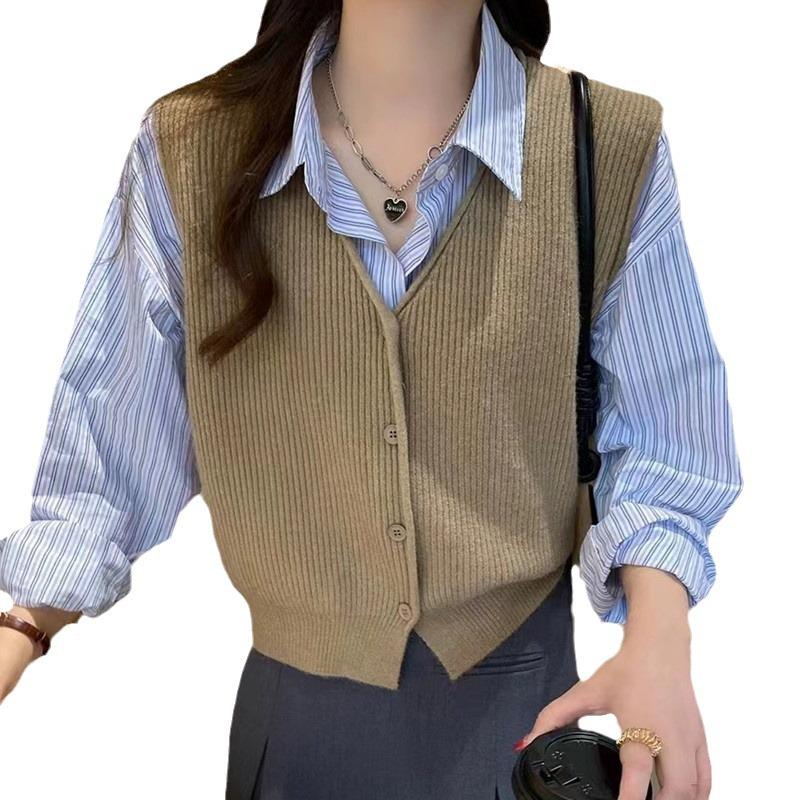 2026 Korean Style V-Neck Sleeveless Slimming Knit Cardigan Vest for Women