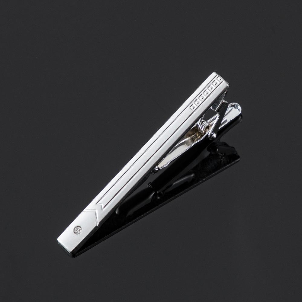 

Гальванизированный серебром пескоструйный галстучный зажим с бриллиантом, мужской деловой кэжуал, зажим для воротника.