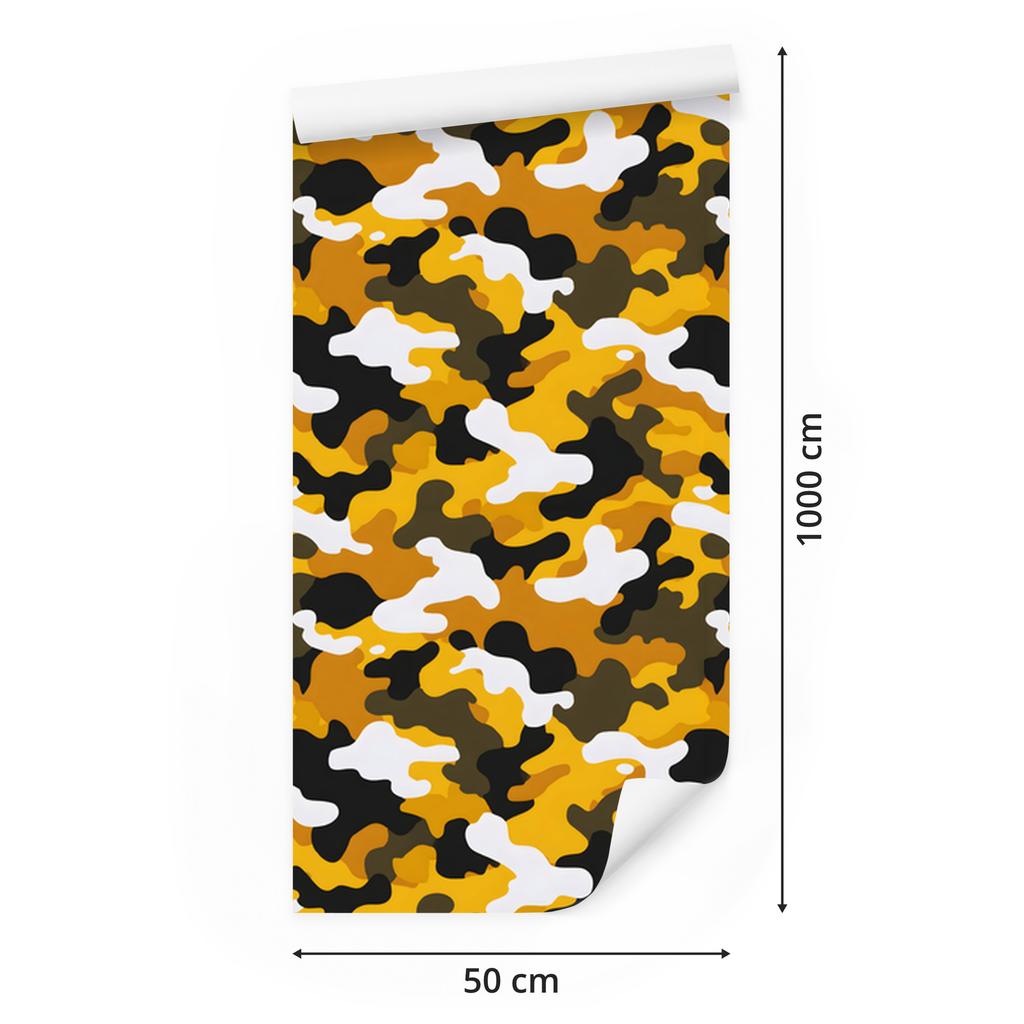 Military Camouflage Wallpaper Gold and Ochre for Living Room and Bedroom 50x1000