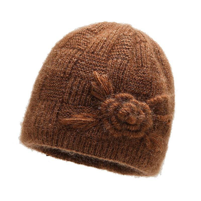 Warm Knitted Beanie Hat Women Seniors Winter Cap Soft Fleece Lined Adjustable One Size