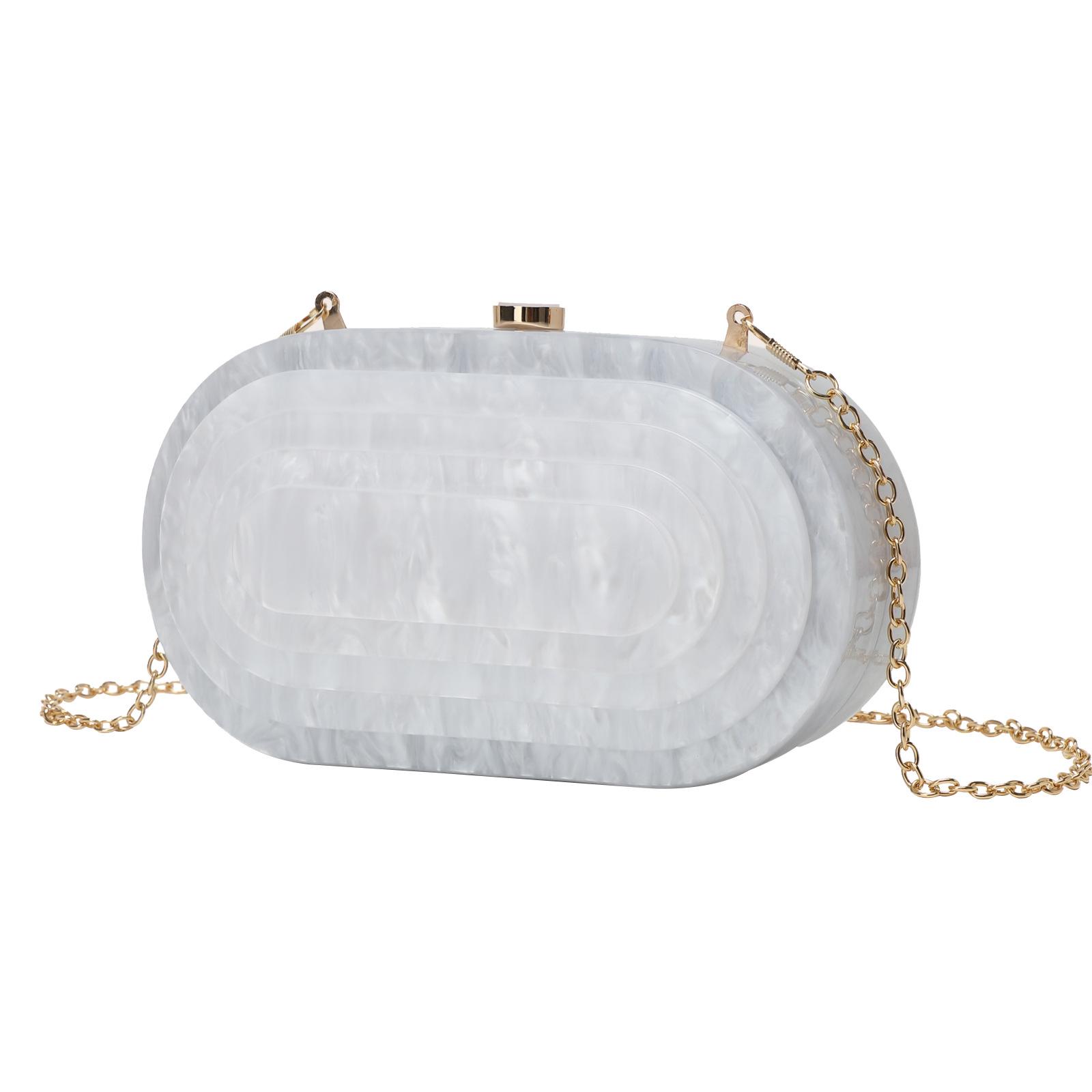 

Винтажная вечерняя сумочка в форме ракушки из акрила с цепочкой - модный мраморный дизайн для женщин белый